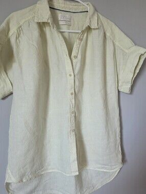 J. Crew Pale Yellow Linen Button-Front Blouse